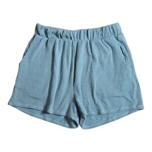 Fashion Nova Blue High Waist Ribbed Shorts